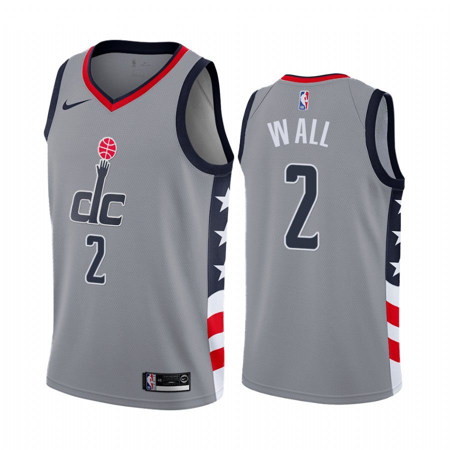 Men Washington Wizards #2 john wall gray city edition 2020 nba jersey->washington wizards->NBA Jersey